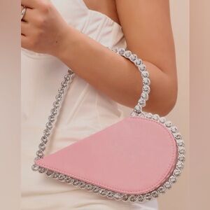 Heart Shaped Purse with Rhinestone Studded Diamond Handle